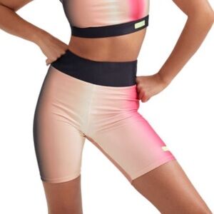 NWT P.E Nation Momentum Gradient Print High Rise Bike Shorts